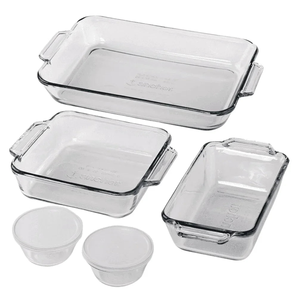 7-Piece Glass Bakeware Set Oven Safe Casserole Dishes Tempered Glass