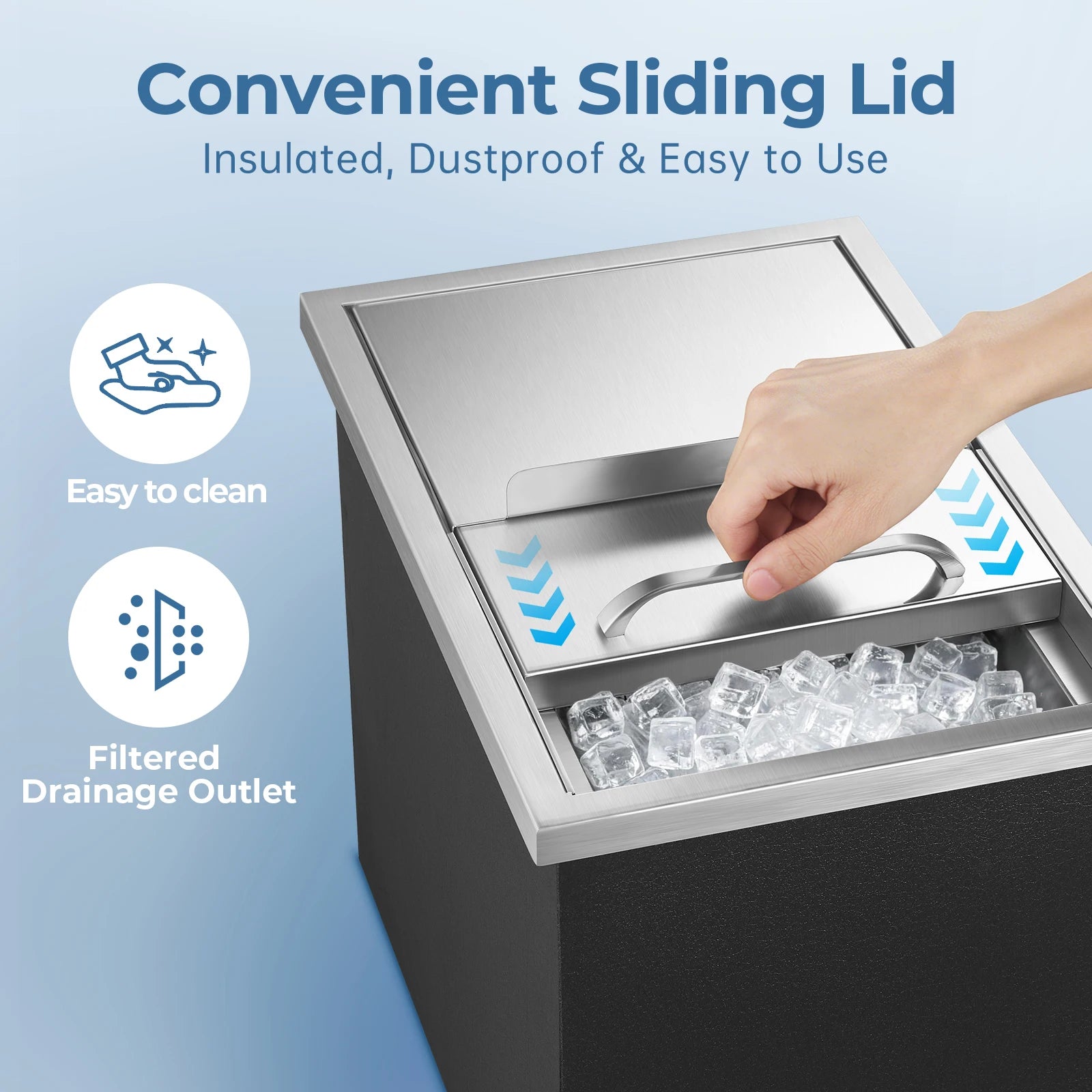 Stainless Steel Drop-In Ice Chest With Sliding Lid For Patio Bar Cooler by S And B Enterprise