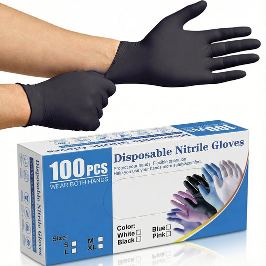 Nitrile Gloves 100 Pcs Disposable Oil Resistant Waterproof Kitchen