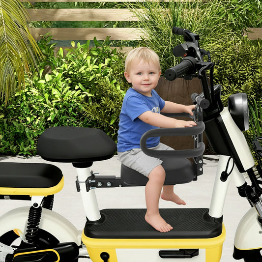 Adjustable Child Electric Scooter Seat Front-Mounted Child Bike Seat with Armrests & Guardrails for Safe Urban Rides by S And B Enterprise