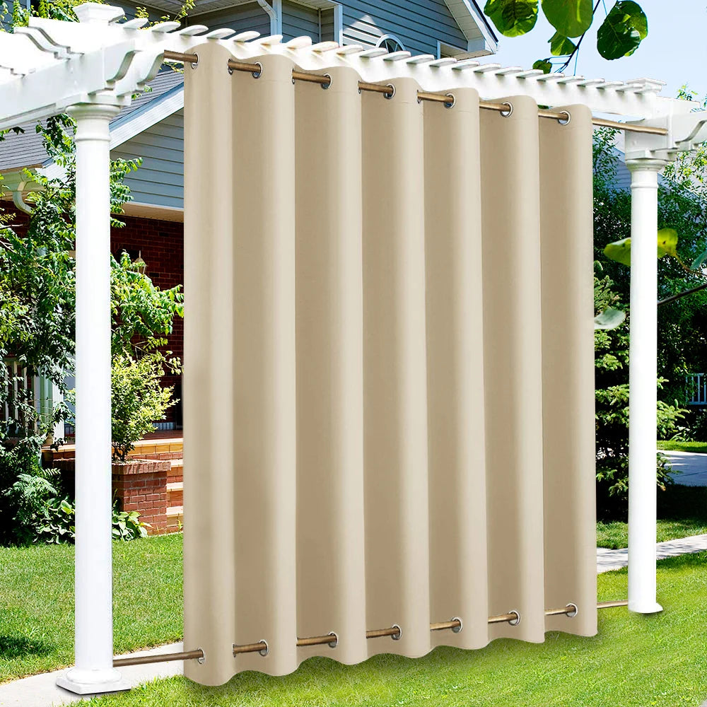 Patio Outdoor Curtain Waterproof Thermal Insulated Double Grommets Sun Block Windproof Window Curtains For Garden Drapes Porch by S And B Enterprise