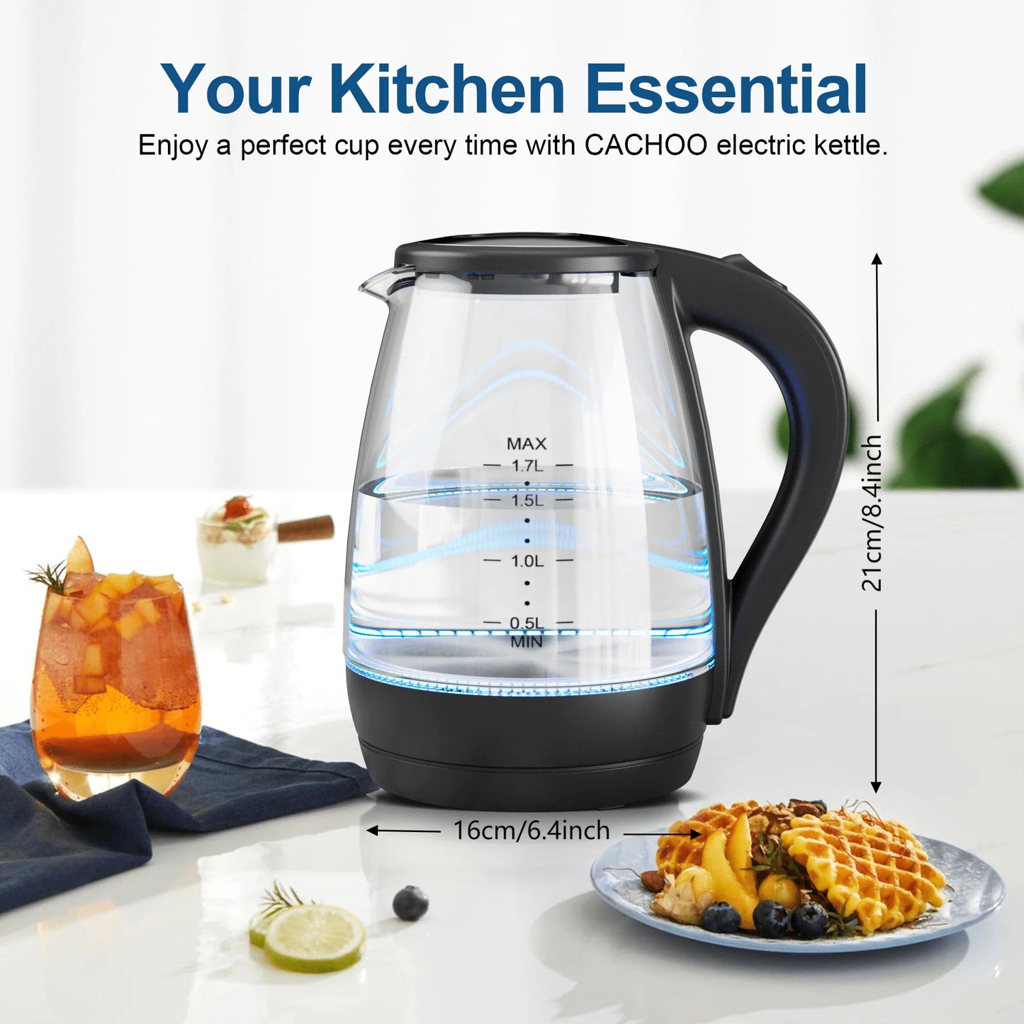 Glass Electric Kettle With LED Light Auto Shut Off And Boil Dry Protection by S And B Enterprise