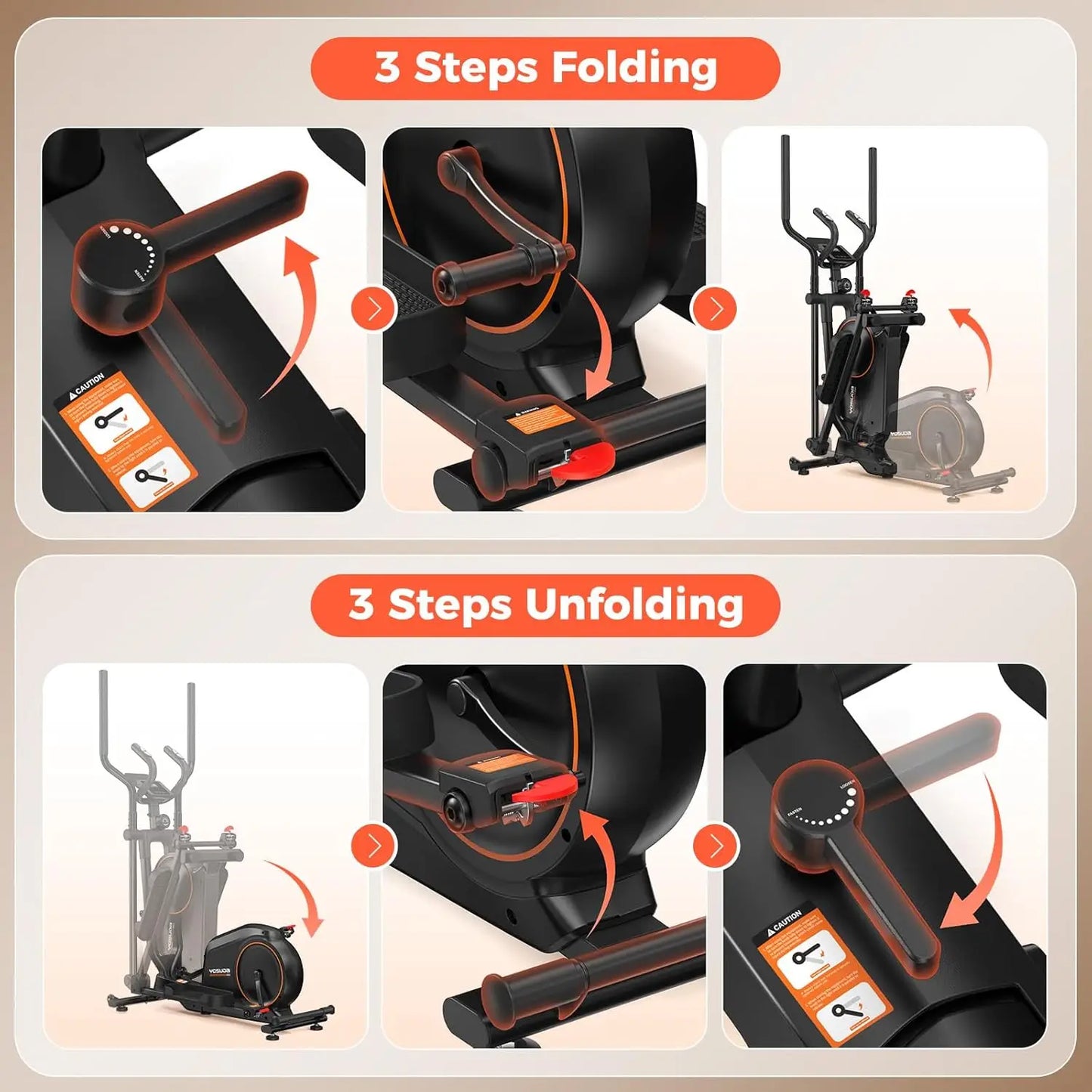 YOSUDA Foldable Elliptical Exercise Machine for Home, 15 Inch Stride Compact Folding Elliptical Trainer, Only 2 Sq.Ft Foldable Design for Small Spaces, Elliptical Cross Trainer with 16 Levels Magnetic Resistance by S And B Enterprise