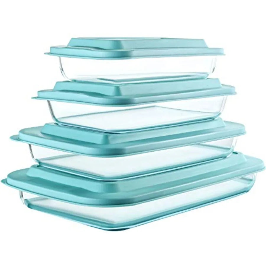 Deep Glass Baking Dish Set With Lids For Lasagna Rectangular Bakeware by S And B Enterprise