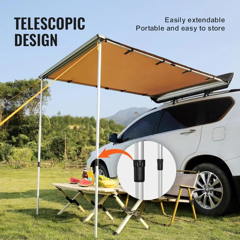 SUV Roof Awning UV50 Protection Retractable Weather Resistant Outdoor