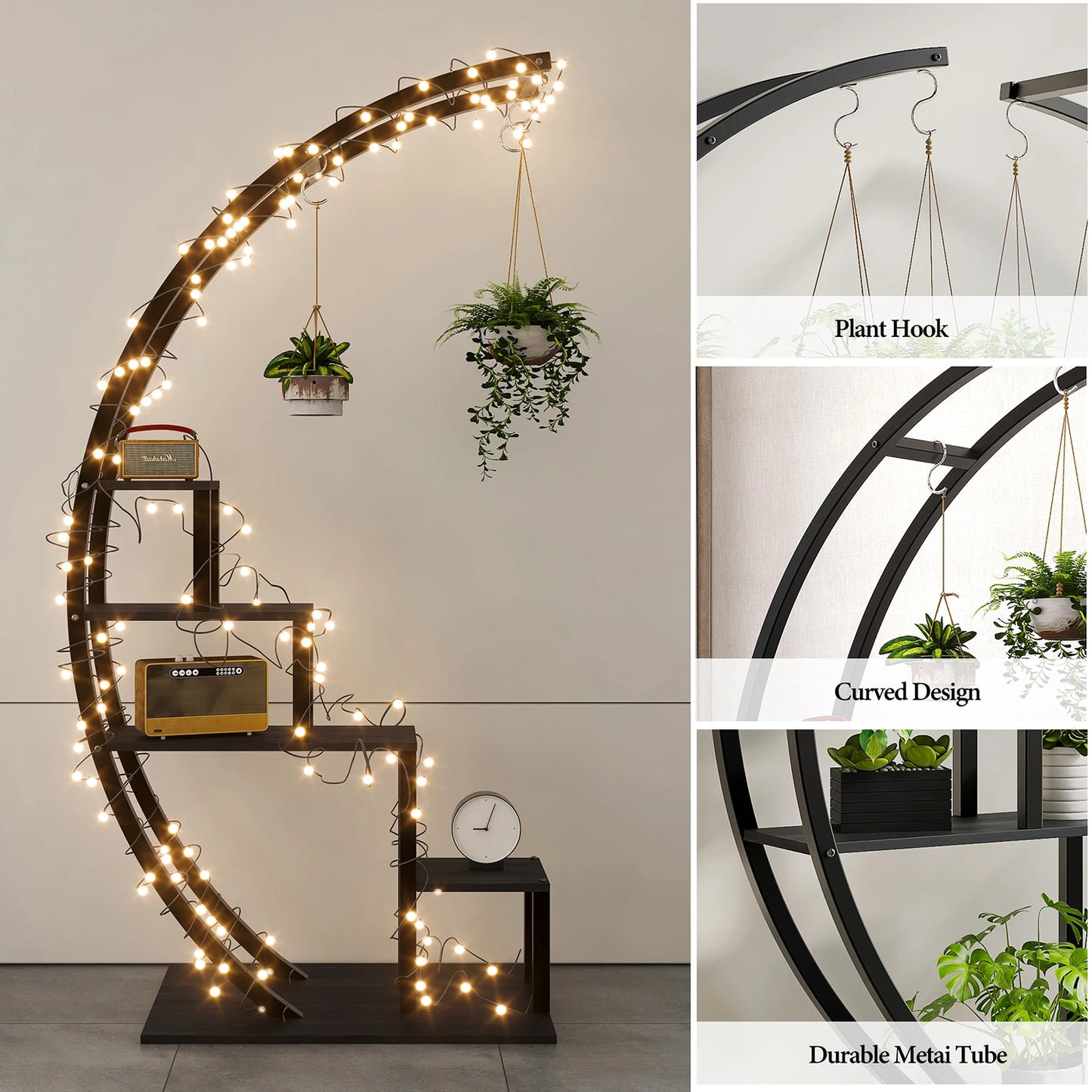 TWISTER.CK 5 Tier Indoor Metal Plant Stand Garden Shelf