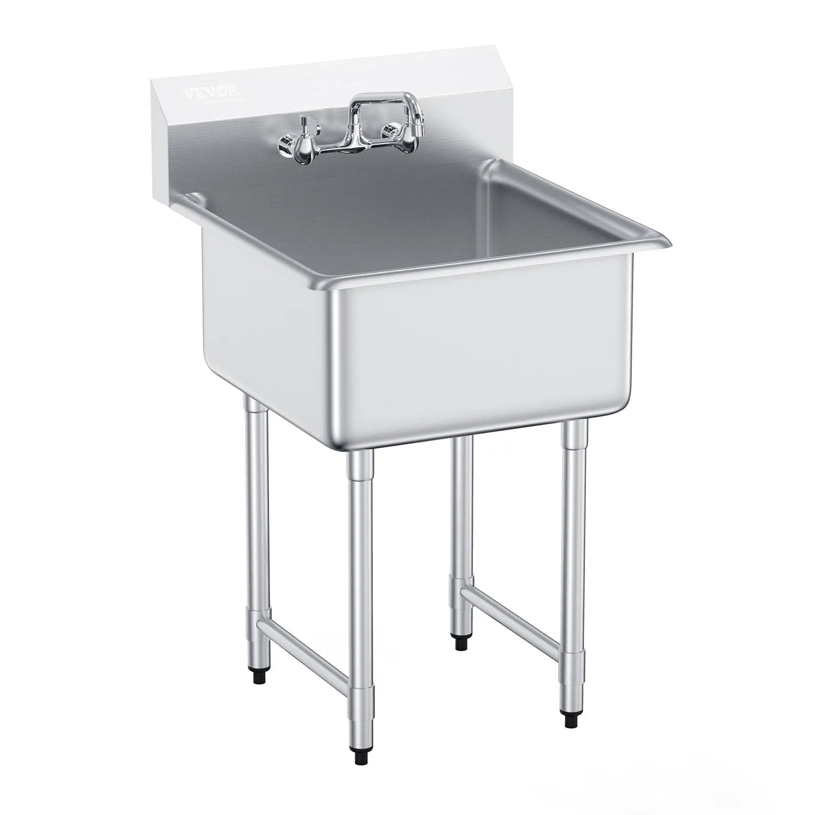 SucceBuy Stainless Steel Kitchen Prep & Utility Sink 1 Compartment Restaurant Commercial Steel Sink w/Faucet for Restaurant Home by S And B Enterprise
