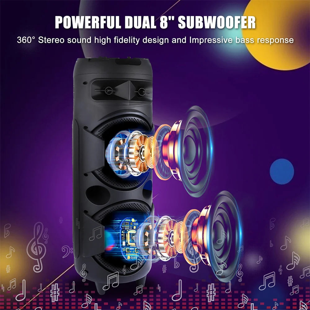 CURUK 6000W Portable Bluetooth Speaker With Dual Subwoofer