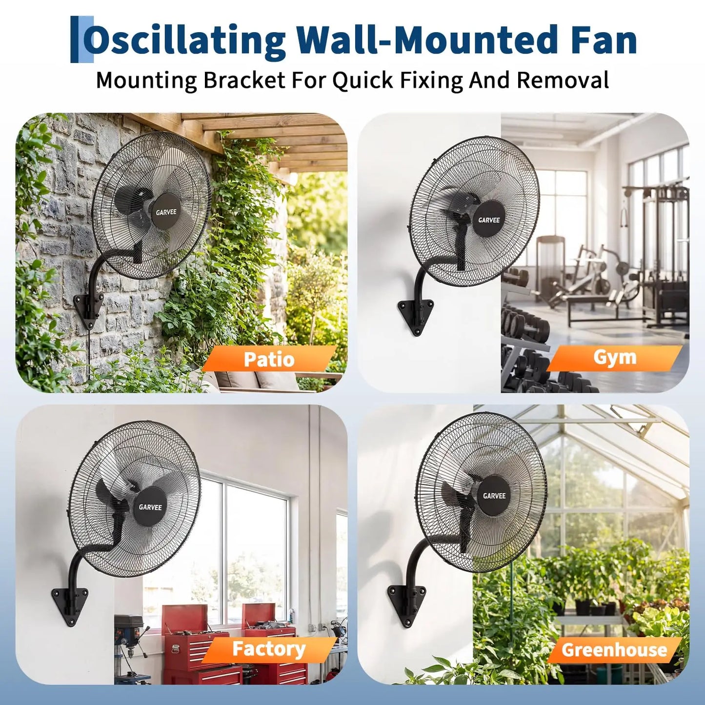 MeterMall High Velocity Oscillating Wall Mount Fan 3500 CFM