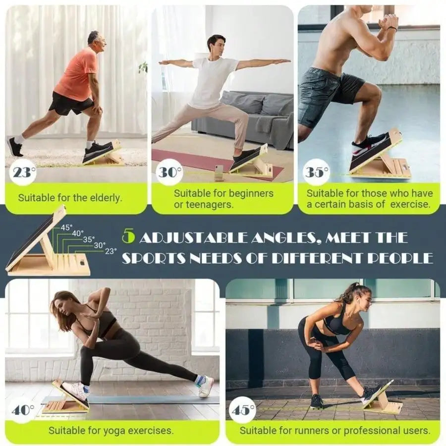 Adjustable Portable Wooden Slant Board For Calf Stretching - 300 Lbs Weight Capacity Foldable Calf Stretcher Board With 4-Level Smart Angles For Leg Exercises Squats Calf Stretching And Physical Therapy Home Fitness Equipment by S And B Enterprise