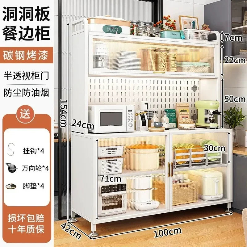 Modern Kitchen Cabinet Hutch Movable Full Door Glass Cabinet Storage Display Cupboards Multi-functional Cupboard Storage Door by S And B Enterprise