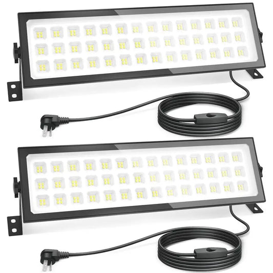 Pack Linkable LED Shop Lights, Ultra Bright 100W 15000LM Aluminum Plug in Garage Light w 9.84ft Power Cord, 6000K Work Light for