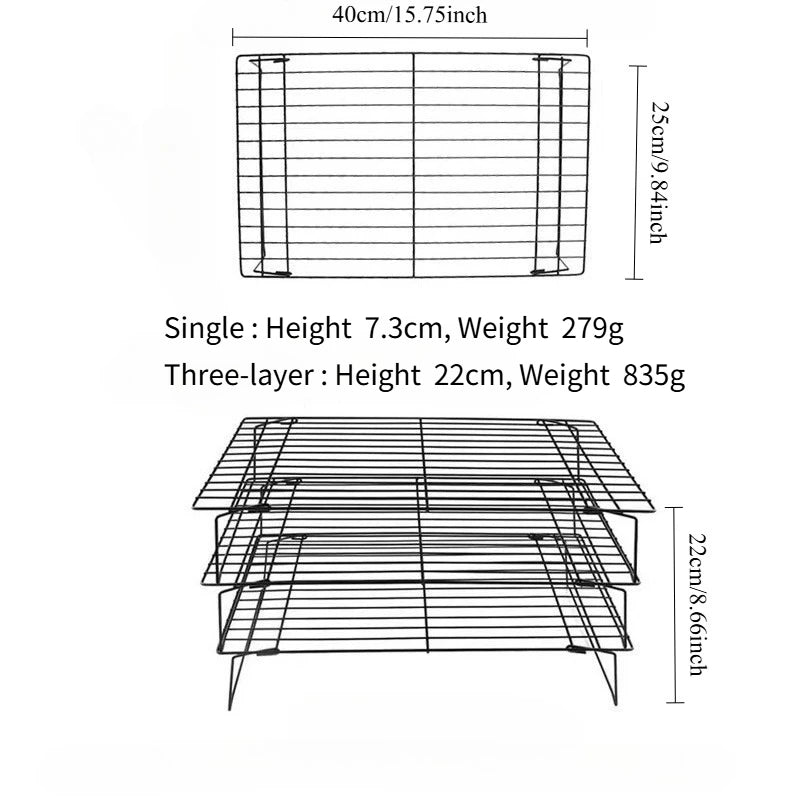 FAIS DU 1/2/3pcs Stackable Cooling Rack for Baking Nonstick Metal Cake Cooling Rack Grid Net Baking Tray Oven Cooling Rac by S And B Enterprise