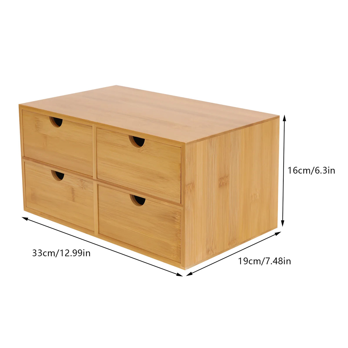Bamboo desktop organizer with 4 drawers by S And B Enterprise, natural wood finish, 33x19x16 cm