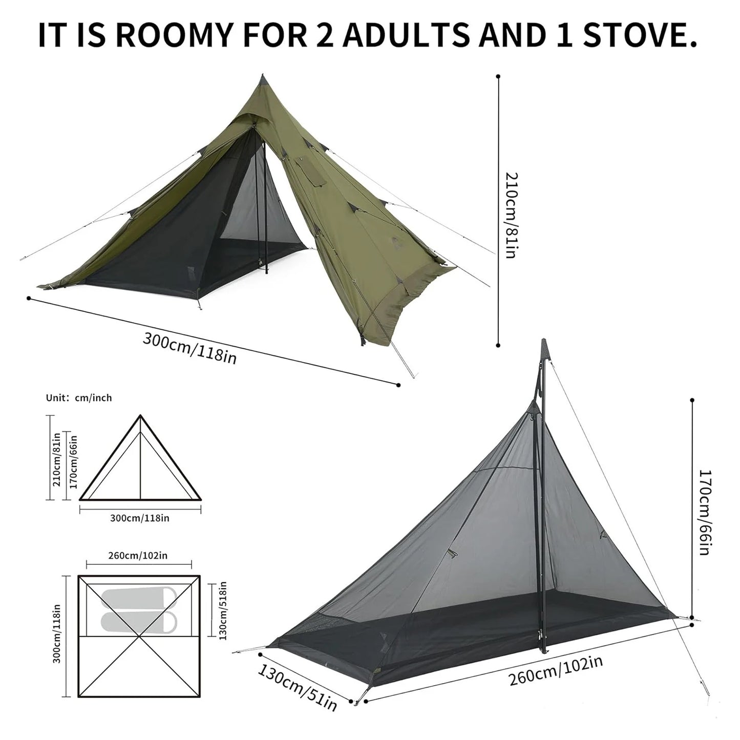 Naturehike Ultralight Camping Tent Chimney Window Teepee Pyramid by S And B Enterprise