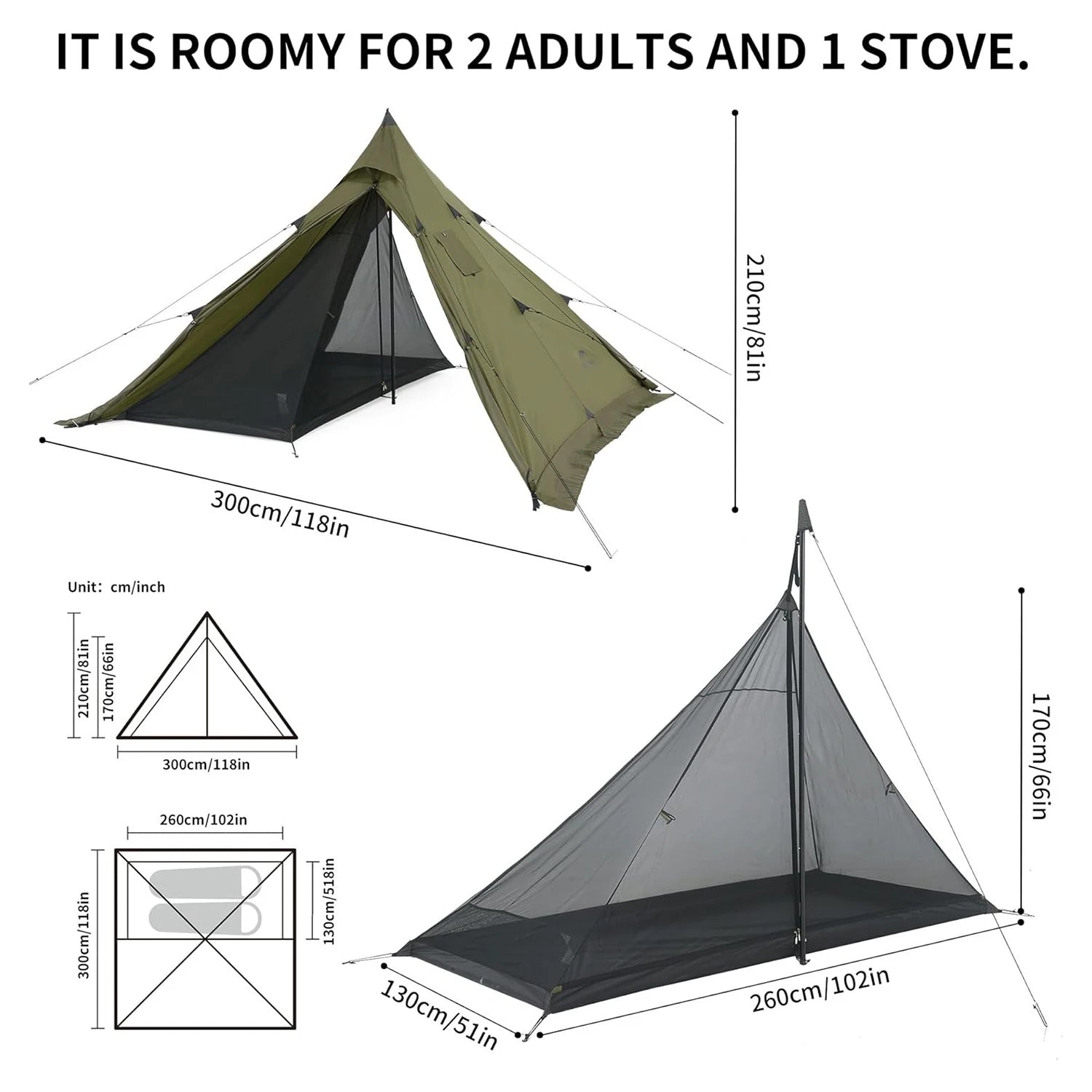 Naturehike Ultralight Camping Tent Chimney Window Teepee Pyramid by S And B Enterprise