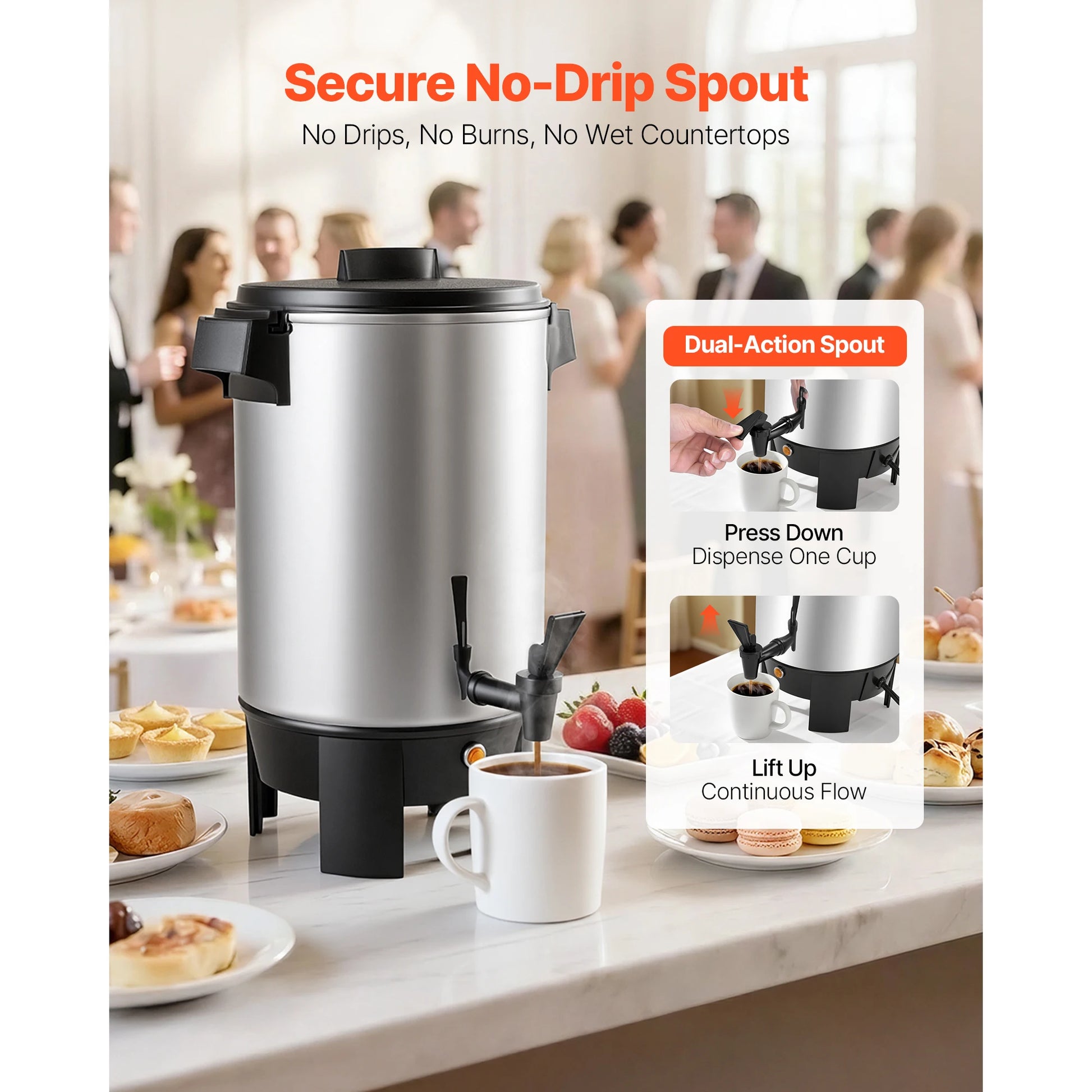 SucceBuy Commercial Coffee Urn Hot Beverage Dispenser with Dripless Faucet Quick-Brewing Coffee Maker for Catering, Party by S And B Enterprise