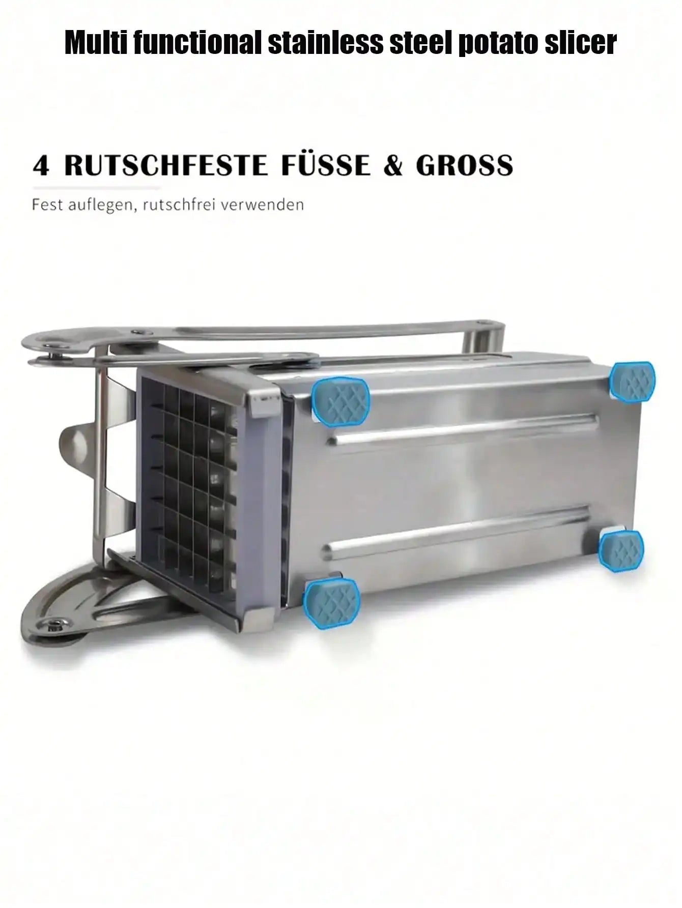 Stainless steel potato and cucumber julienne cutter with blue knobs, 1pc by S And B Enterprise