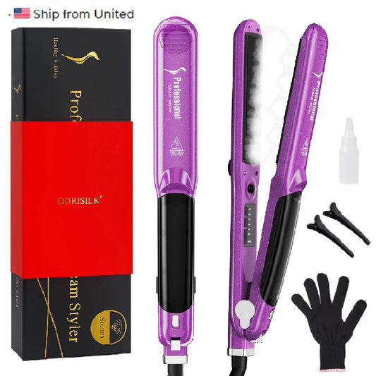 RUCHA Steam Hair Straightener With Ceramic Plate For Salon Use