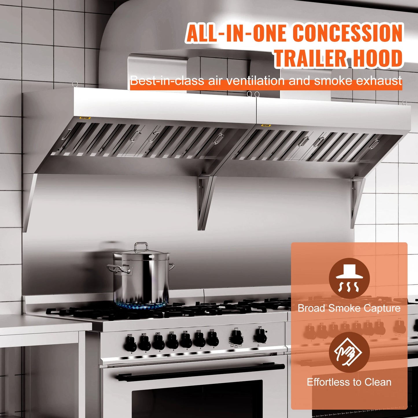 SucceBuy Commercial Stainless Steel Exhaust Hood For Kitchen