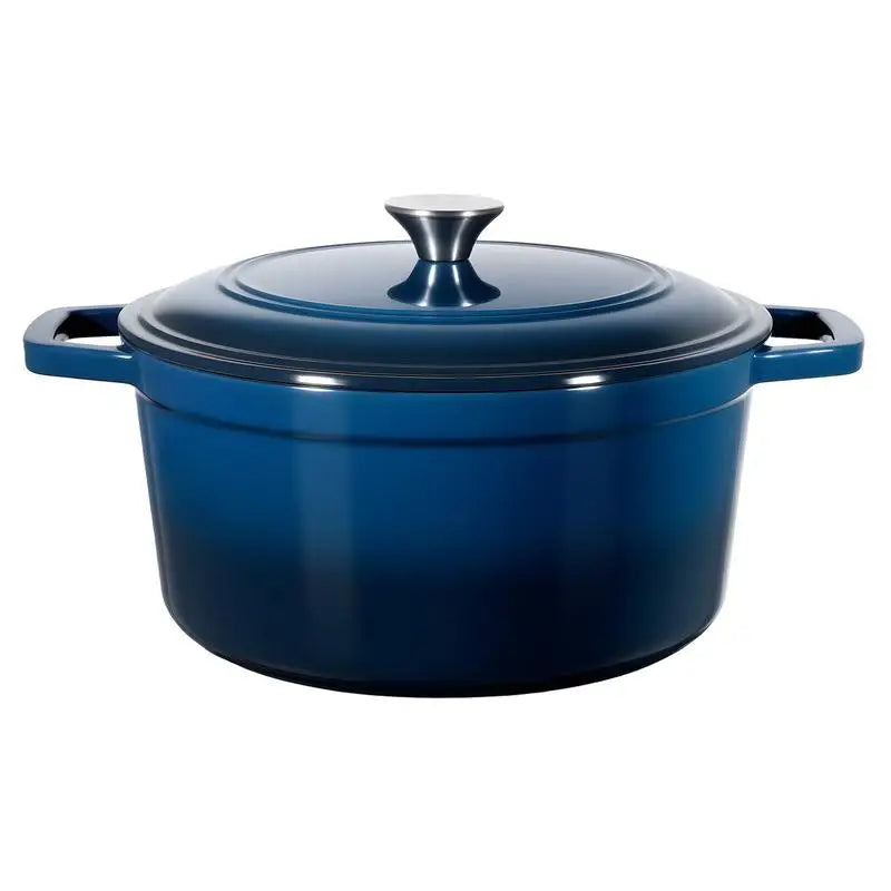 Enameled Cast Iron Dutch Oven, 6 Quart Pot with Lid and Dual Handles, Heavy-Duty Durable Cookware Pan, Oven Induction Compatible up to 500℉, for Braising, Stews, Roasting, Bread Baking, Blue by S And B Enterprise