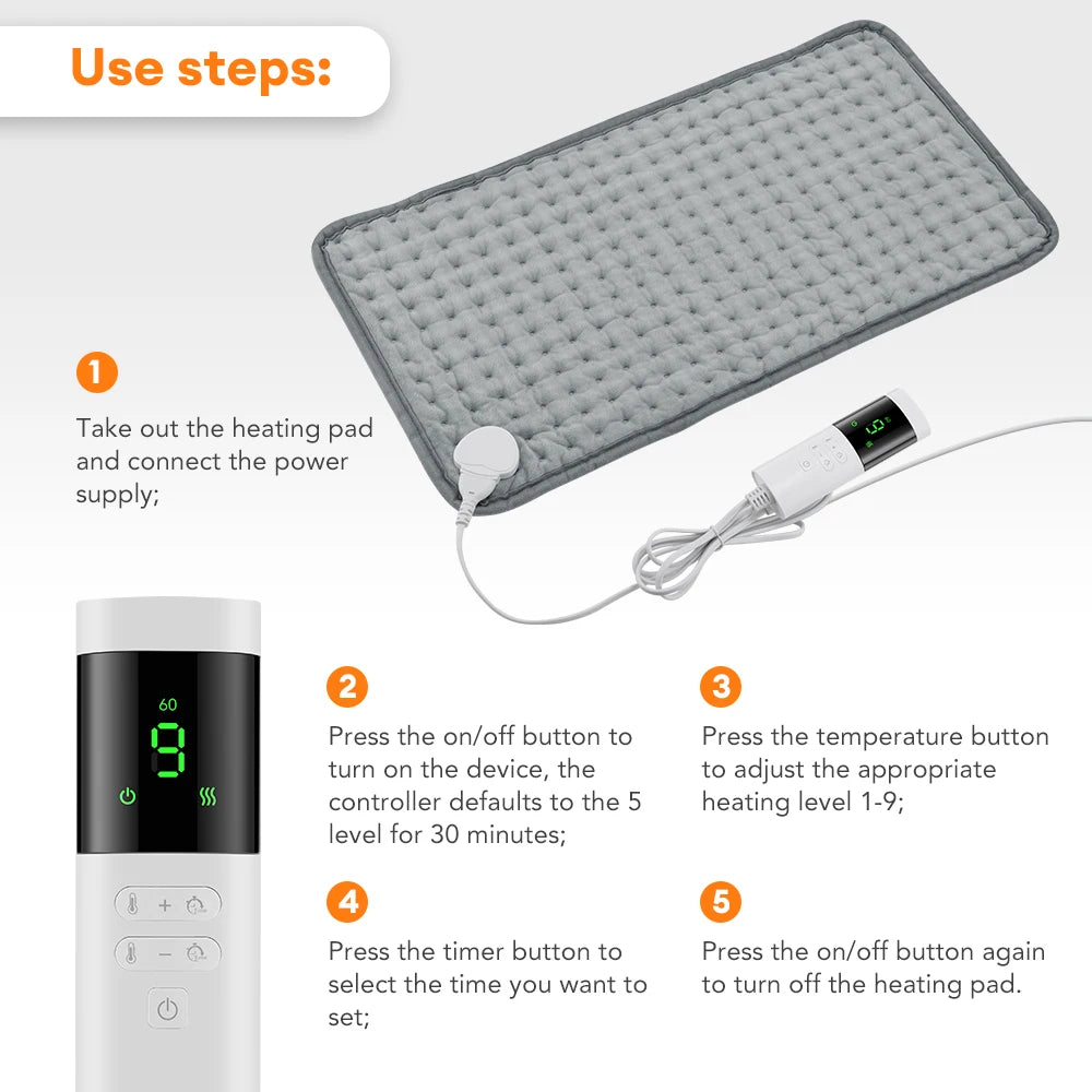 Agdoad Electric Heating Pad For Cramps With 9 Temperature Settings by S And B Enterprise