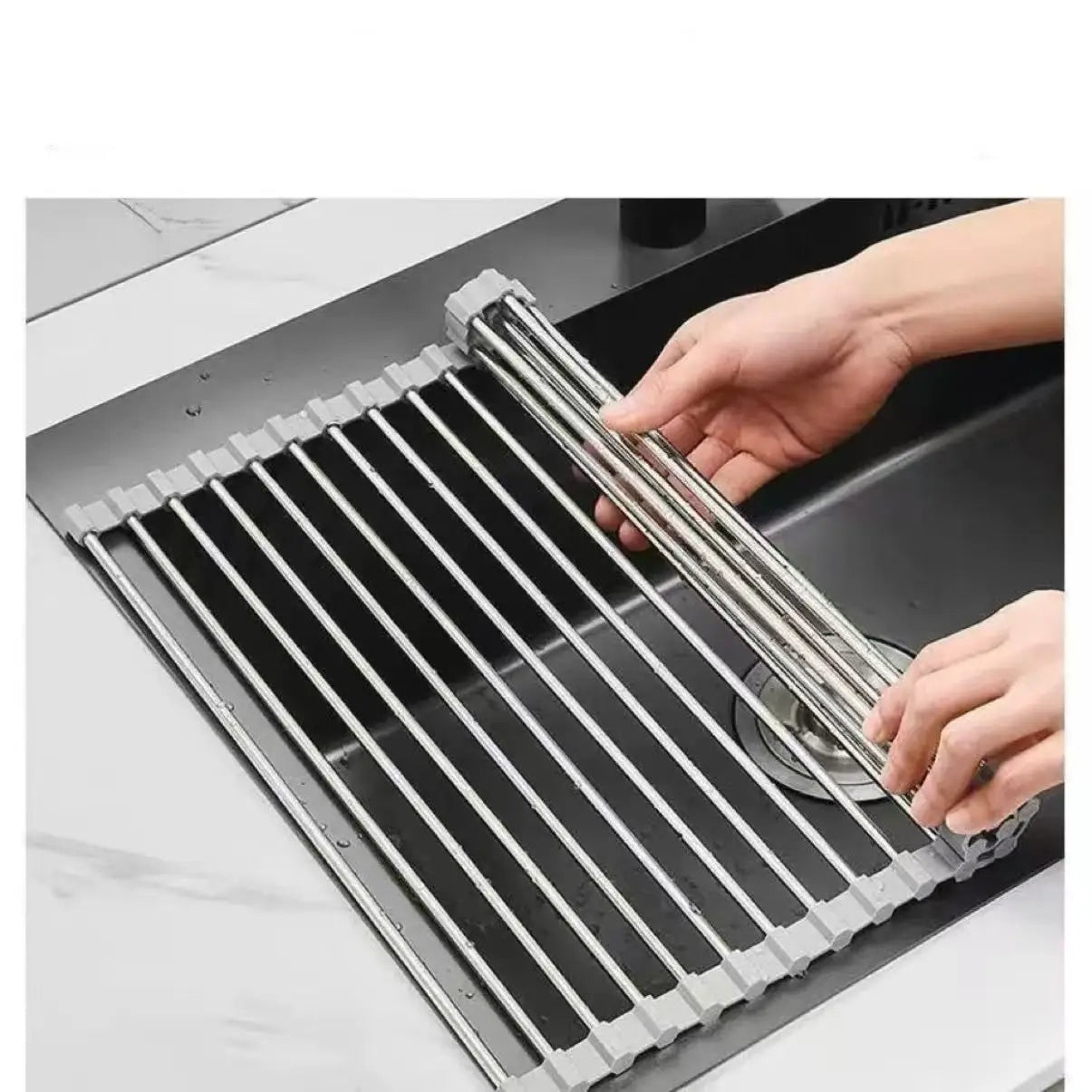 Stainless Steel Dish Drying Rack With Draining Basket by S And B Enterprise