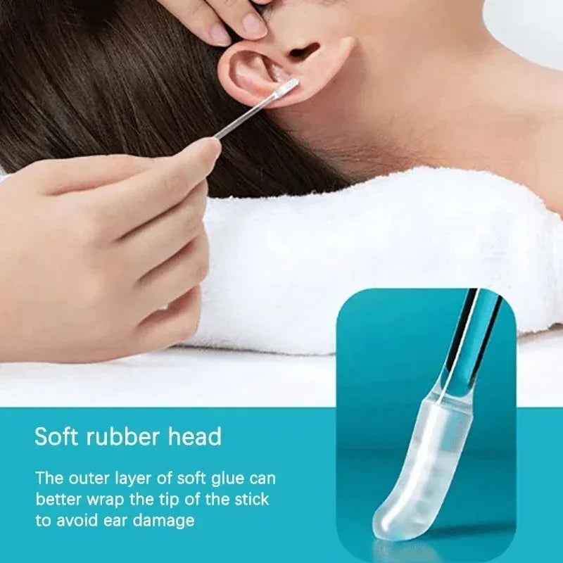 Premium Earwax Remover Tool by S And B Enterprise; reusable silicone sticks with soft rubber head for gentle ear care