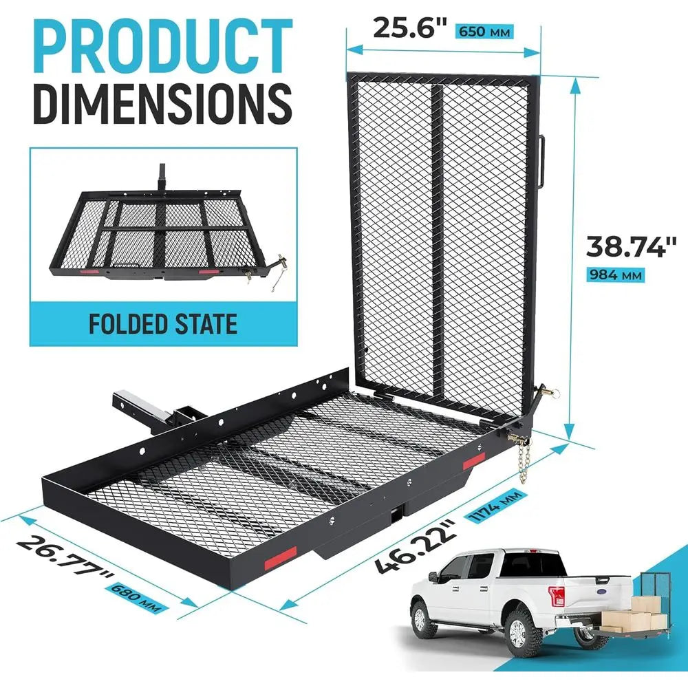 Foldable Trailer Hitch Cargo Carrier With Ramp 500 Lb Capacity by S And B Enterprise