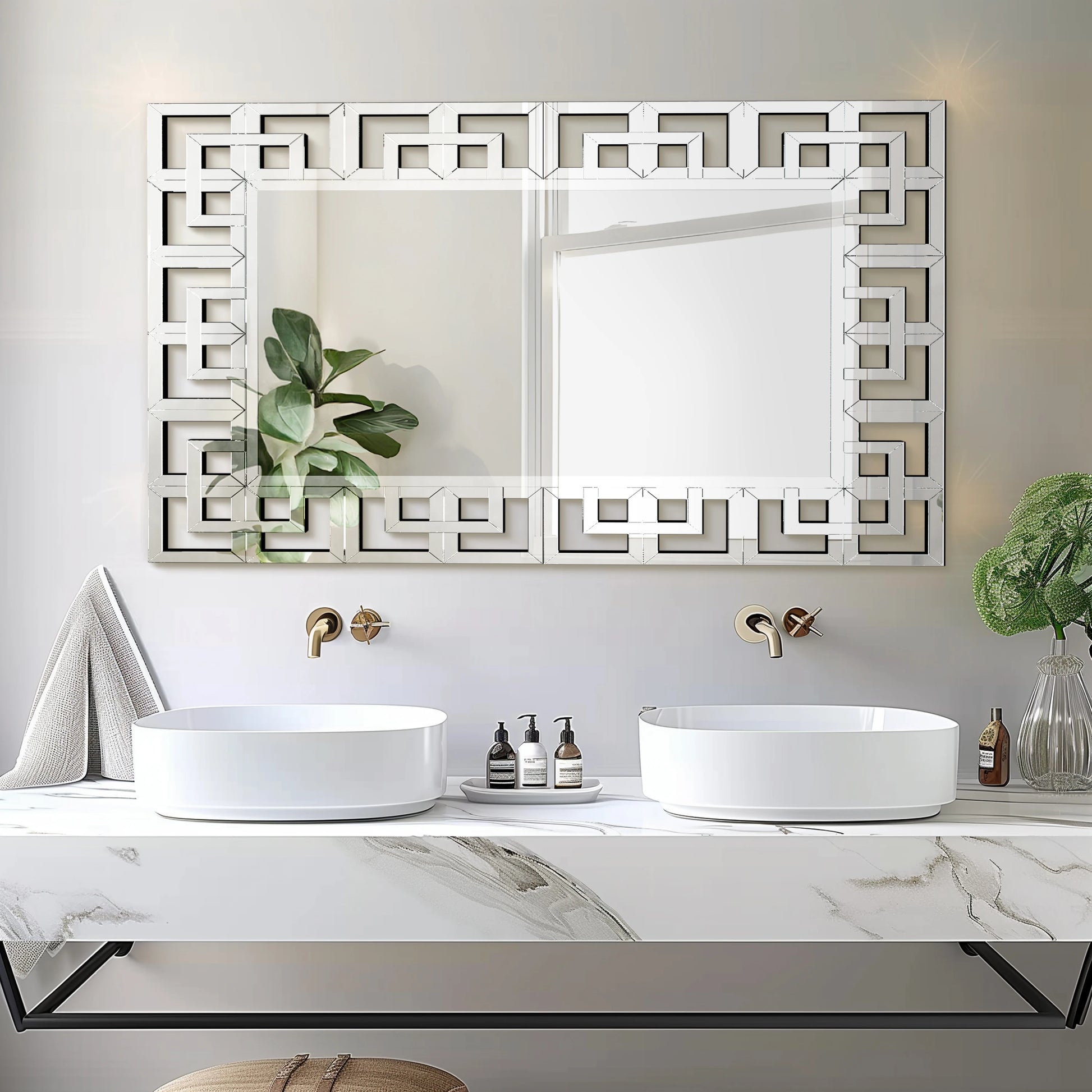 Venetian Art Mirror With Beveled Glass Edge For Living Room by S And B Enterprise