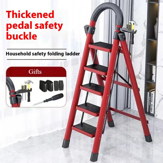 Red zigzag folding ladder, 6-step carbon steel, S And B Enterprise for home and garden