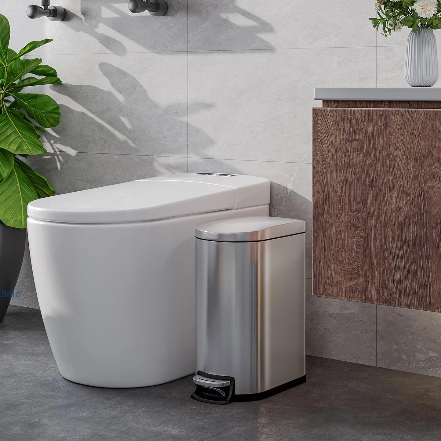 Twister Stainless Steel Step-On Trash Can Duo For Kitchen Bathroom