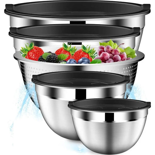 Stainless Steel Mixing Bowls With Lids And Colander Set
