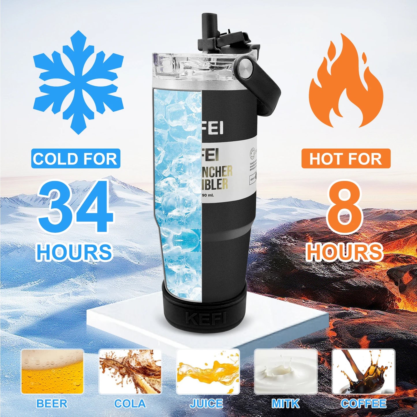 1PCS 30oz Solid Color Double Wall Stainless Tumbler, with Lid And Straw, Keep Warm 12h And Ice 24h, Insulated, Outdoor Stainless by S And B Enterprise