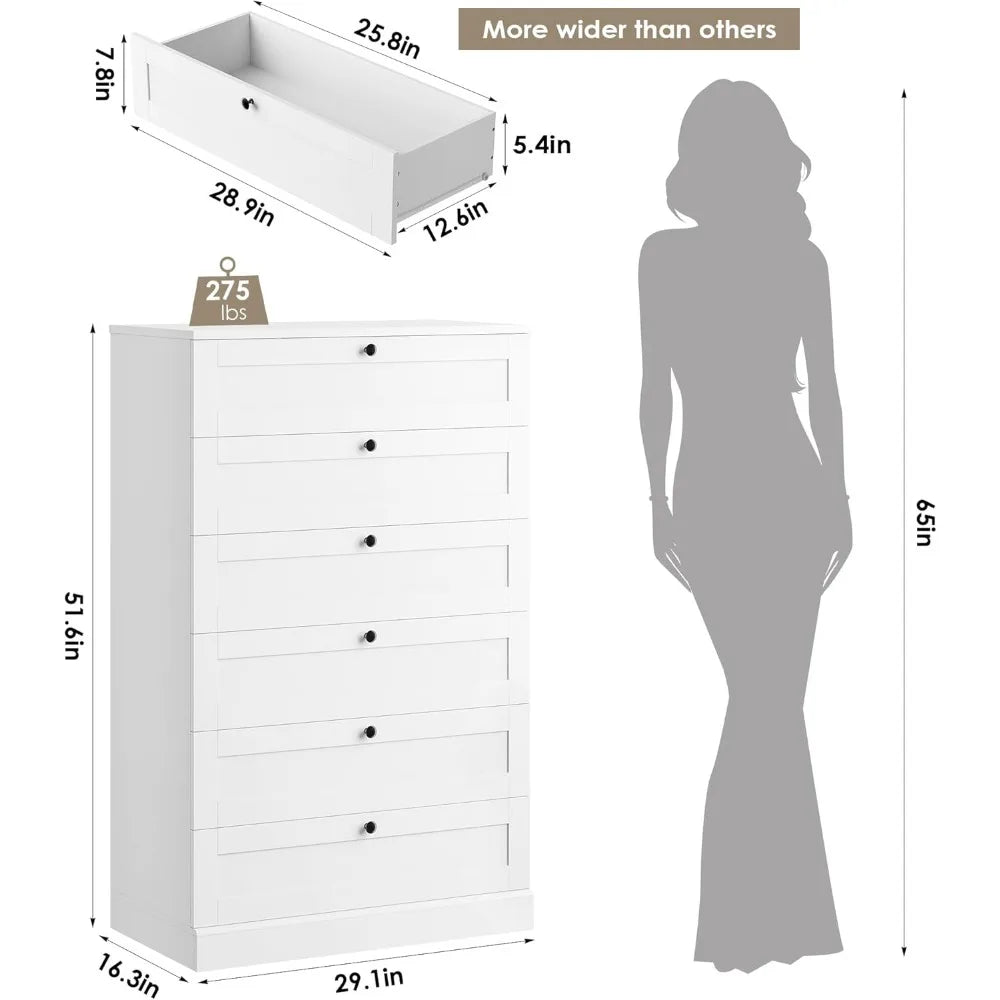 Exquisite 6-Drawer Dresser For Bedroom, Modern Vertical Storage by S And B Enterprise