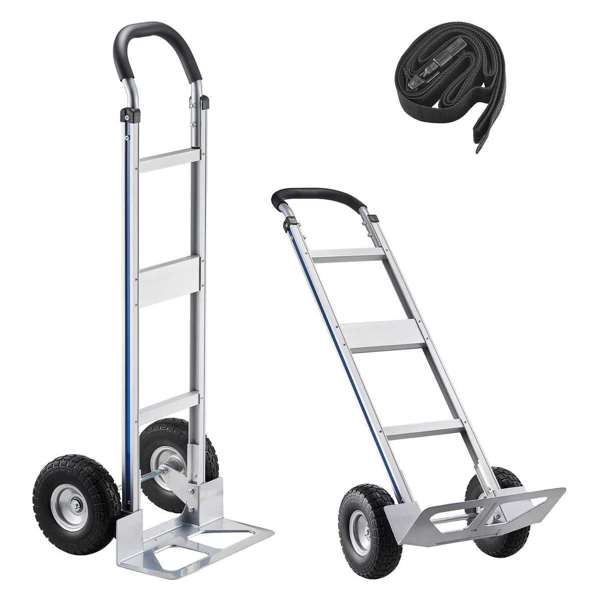 SucceBuy 500LBS Hand Truck Dolly with Non-Slip Wheels & Tie-down Strap Aluminum Alloy Portable Trolley for Moving Home Warehouse