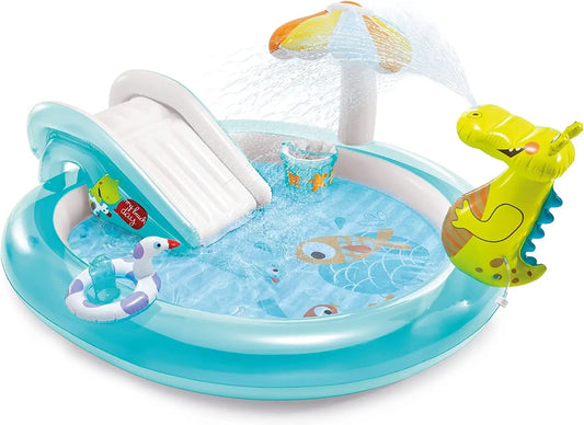 Outdoor Inflatable Kiddie Pool With Slide And Sprinklers