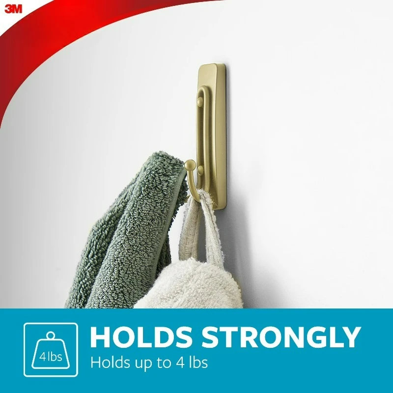 Bath large satin brass double hook; wall-mounted towel holder by S And B Enterprise holds up to 4 lbs