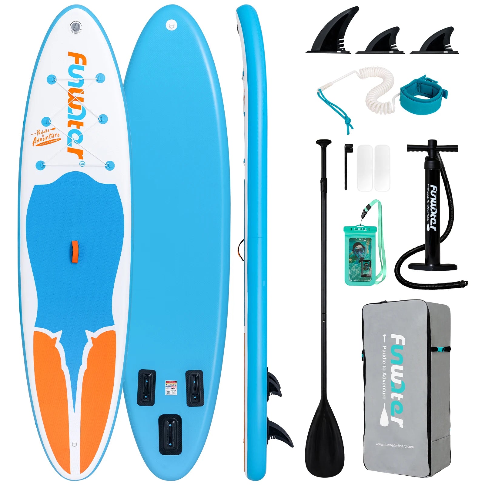 FUNWATER Inflatable Paddle Board Ultra-Light Stand-Up Paddle Board Surfboard for All Skill Levels With SUP Accessories 320-350cm by S And B Enterprise