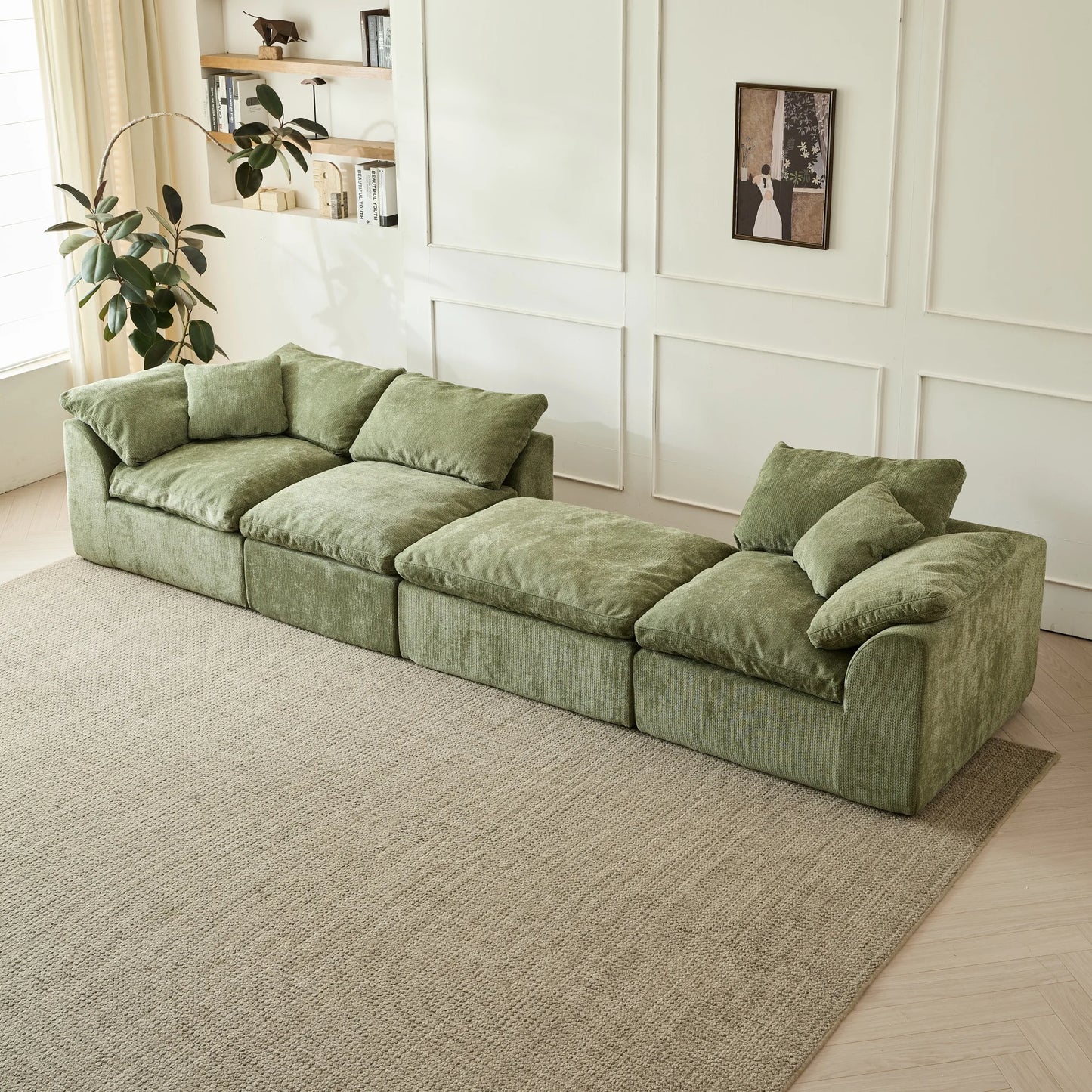 Yeflixvrau Modern Cloud L-Shaped Sofa Sectional With Ottoman