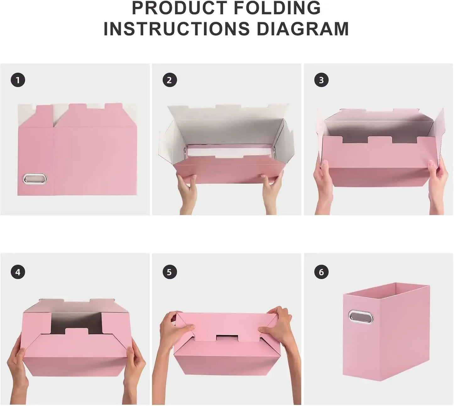 Collapsible File Organizer Box With Portable Handle For Office