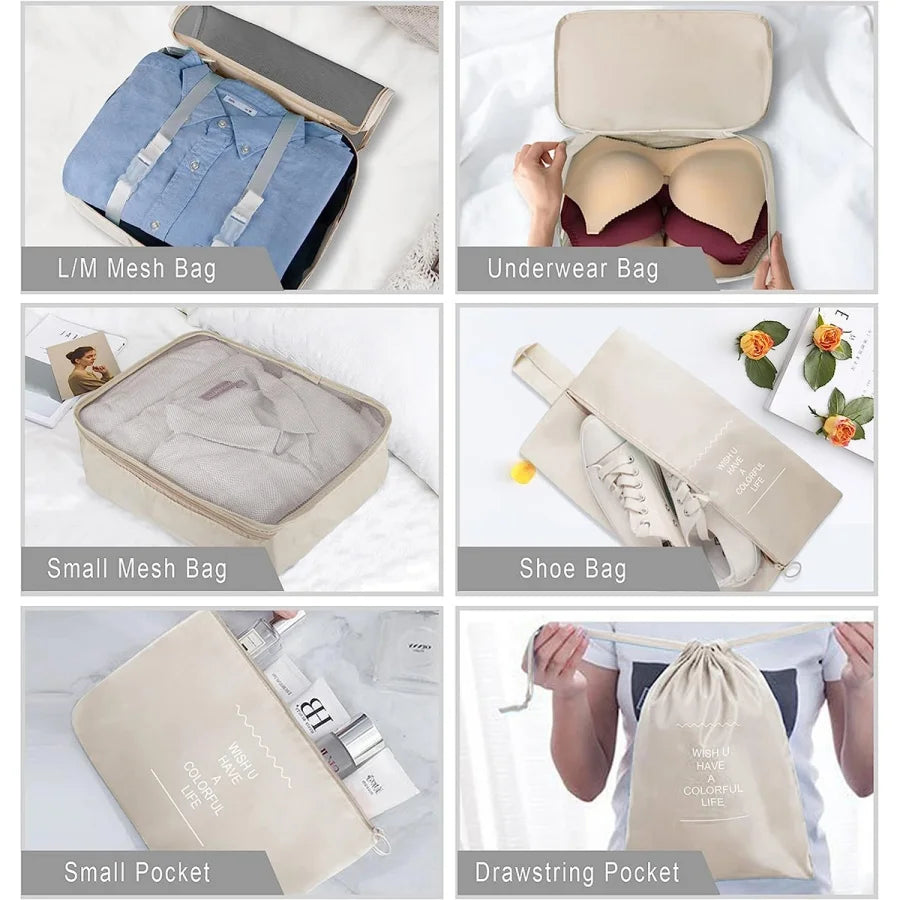 Travel Packing Cube Set 7/8/9 Pcs Polyester Organizer by S And B Enterprise