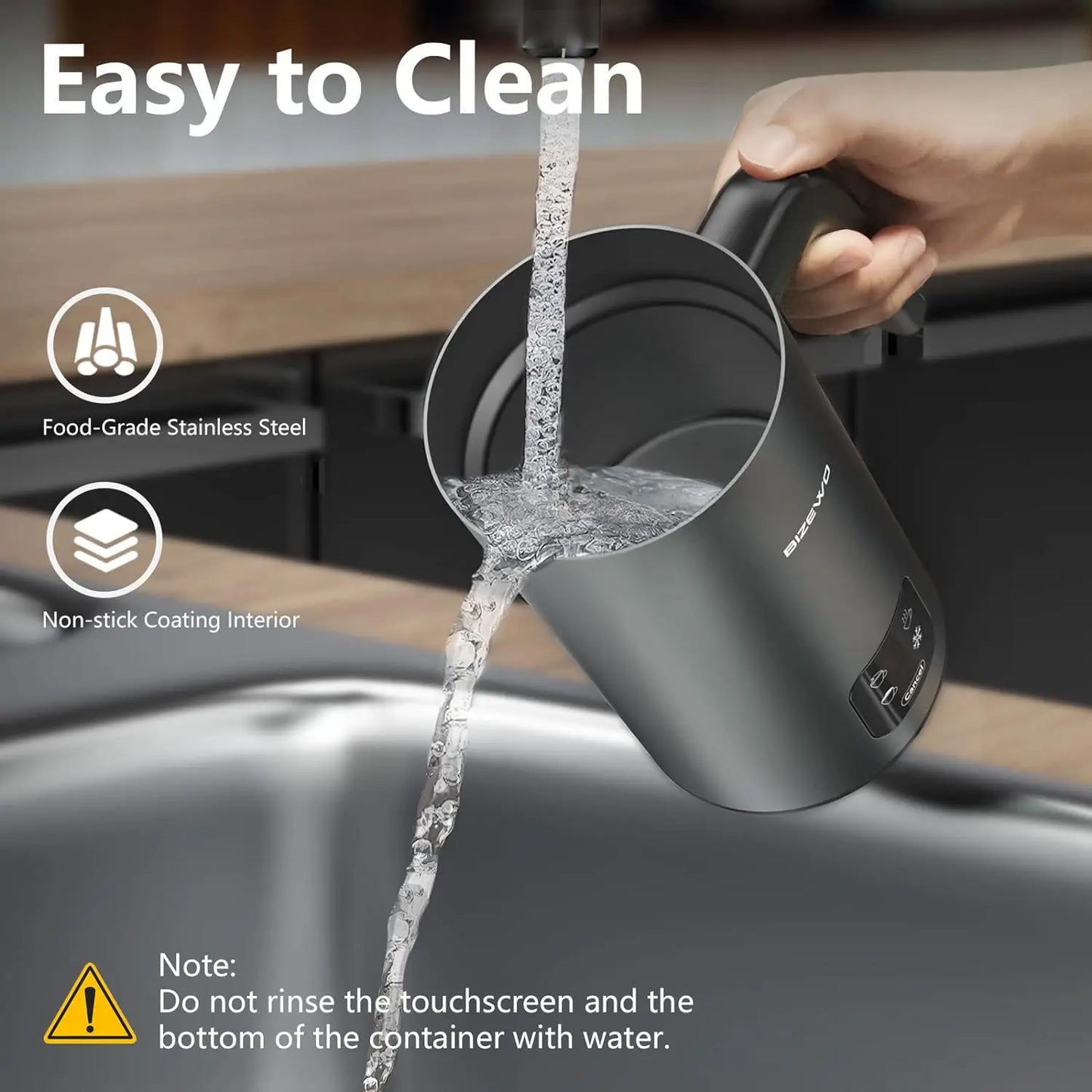 BIZEWO 4-In-1 Milk Frother With Hot Cold Foam LED Touch