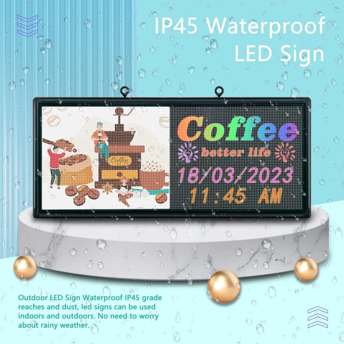 P6 Outdoor LED Sign Full Color 40'' x 18'' WiFi Scrolling LED Display With High Resolution High Brightness Programmable LED Sign by S And B Enterprise