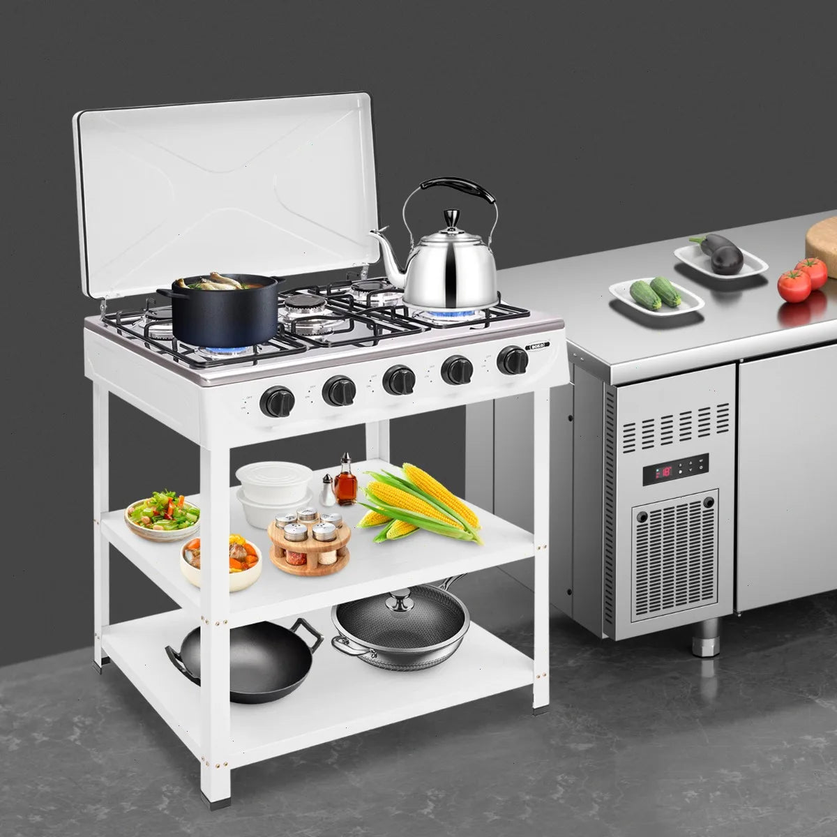 Sweetmile 5-Burner Natural Gas Stove Cooktop For Home And Outdoor