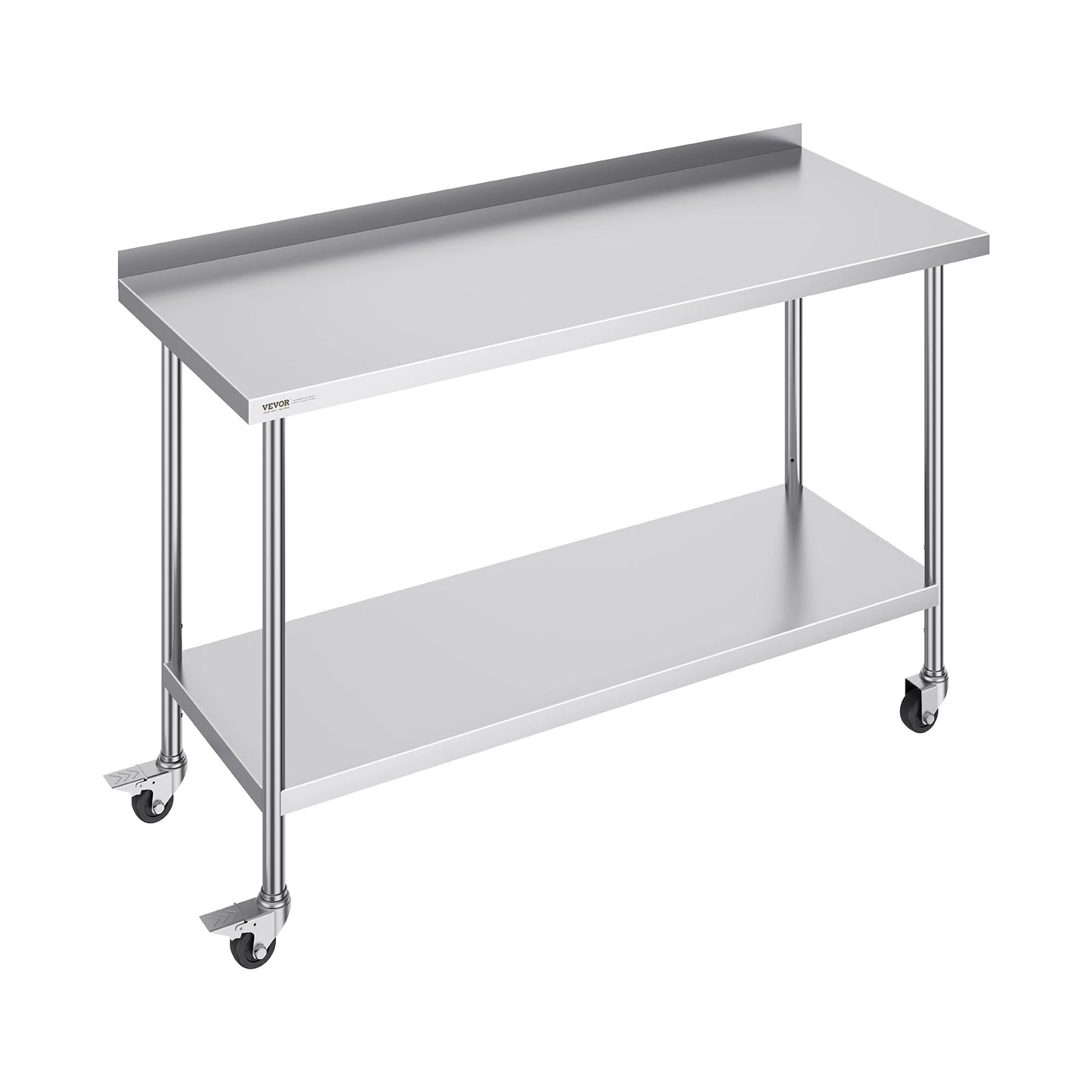 SucceBuy Stainless Steel Work Table With Casters For Commercial Kitchens