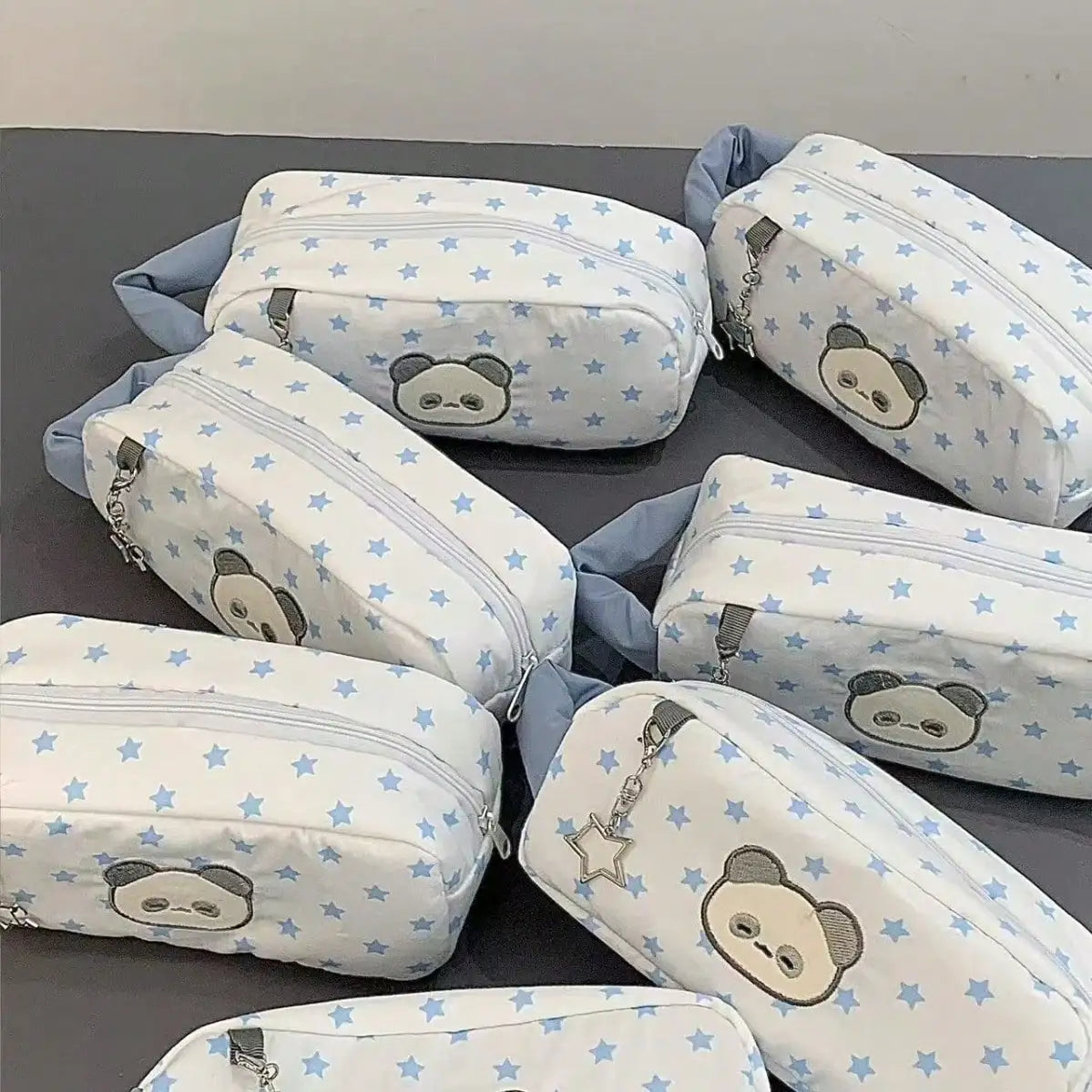 Pencil cases, 6pcs panda star-print, soft fabric, large capacity by S And B Enterprise