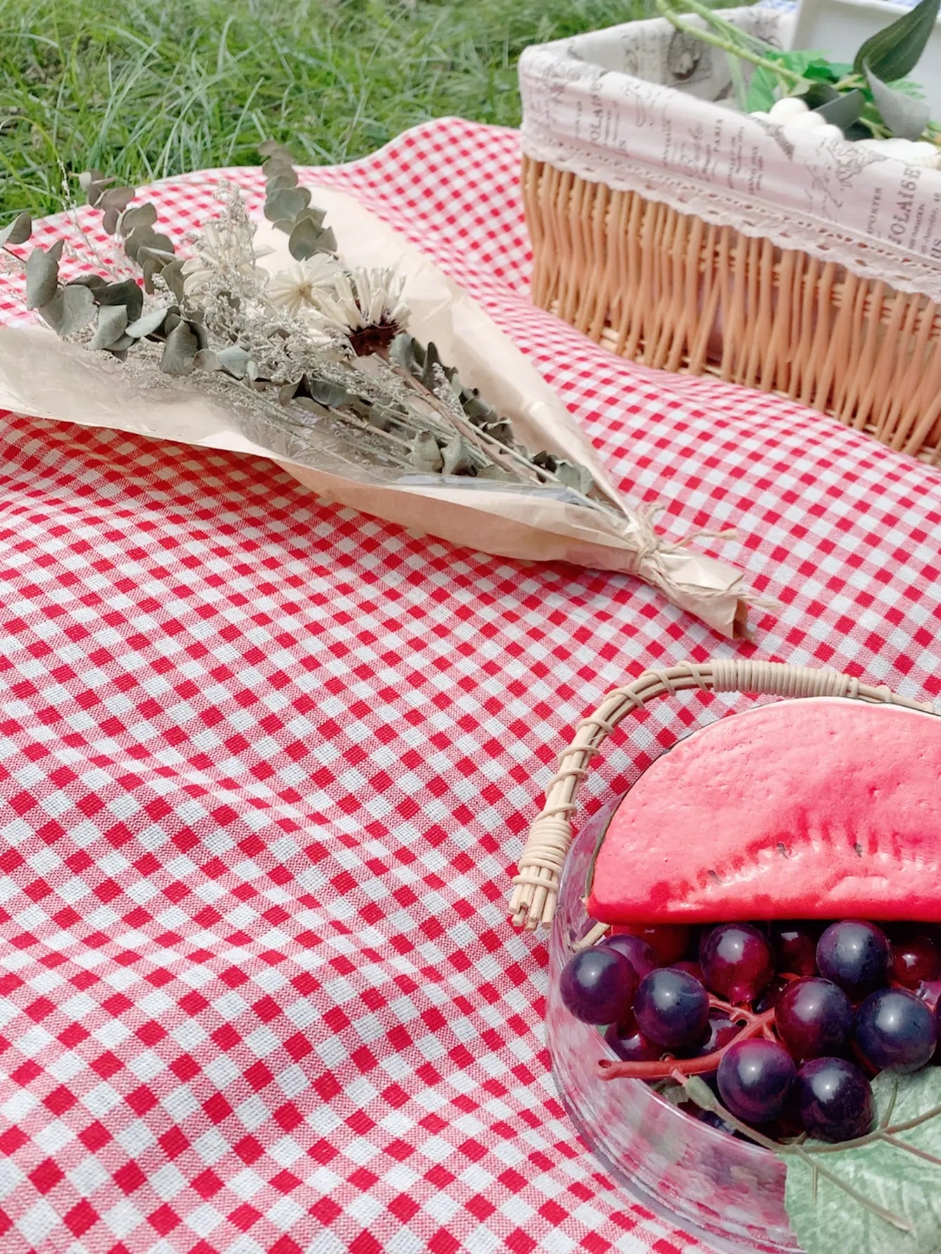 Rde Picnic Outdoor Blanket, Foldable Blankets Gingham Picnic Mat tablecloth by S And B Enterprise