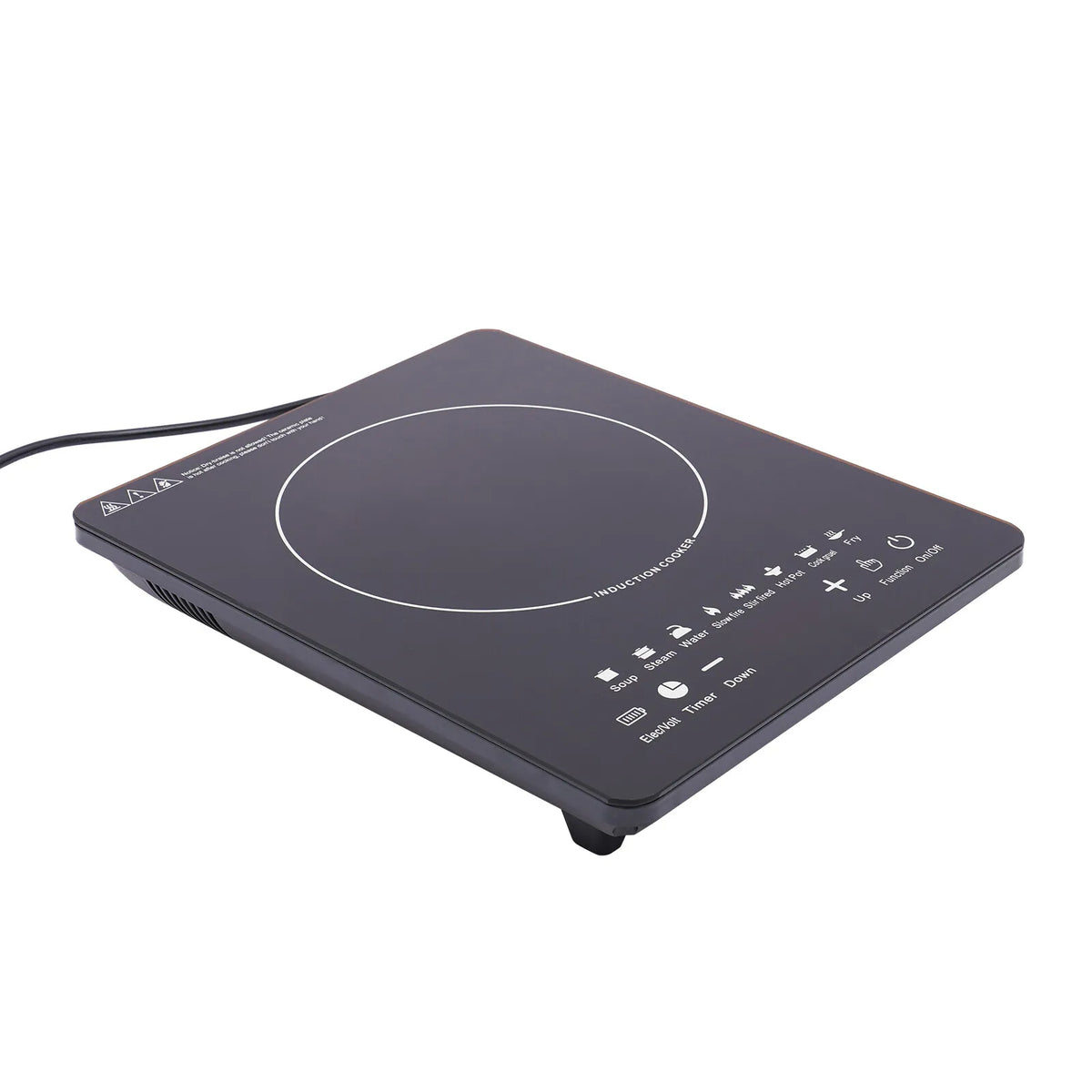 Induction cooktop by S And B Enterprise, black glass surface with touch controls