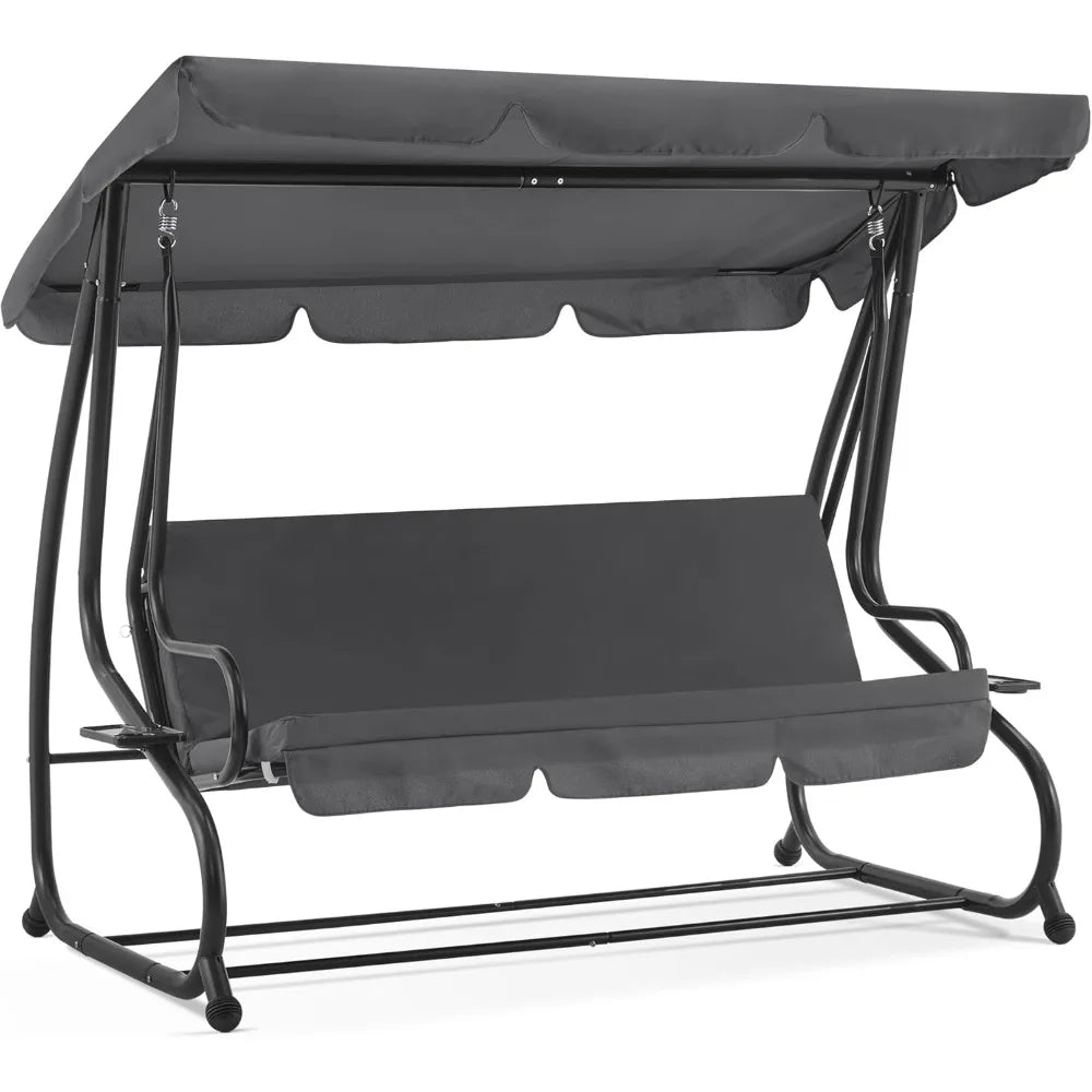 MCombo Patio Swing Chair With Adjustable Canopy Weather Resistant Outdoor